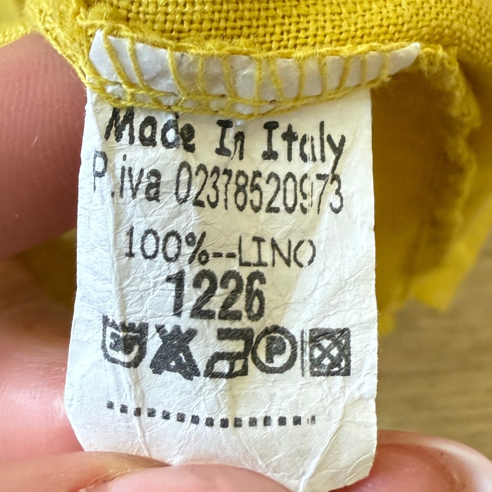 100% Linen Made In Italy Lagenlook Yellow Sundress With Corset Back Detail - Picture 6 of 7